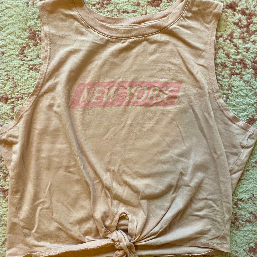‘NEW YORK’ cropped tie tank